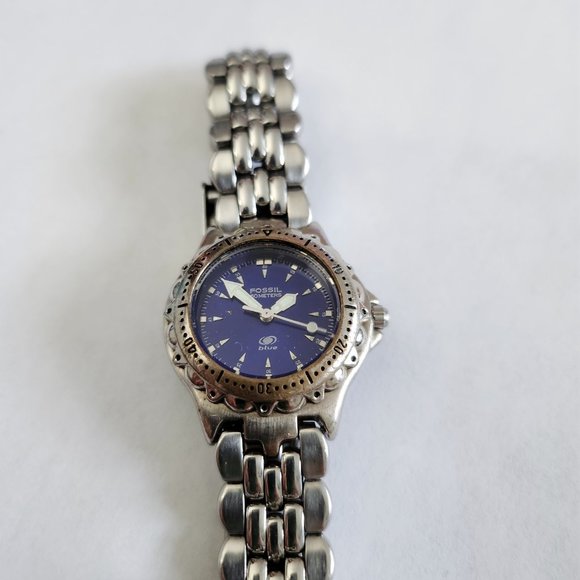 Fossil AM-3099 Steel Diver Blue Dial Wr50m Rotating Bezel Women's Watch - Picture 6 of 9
